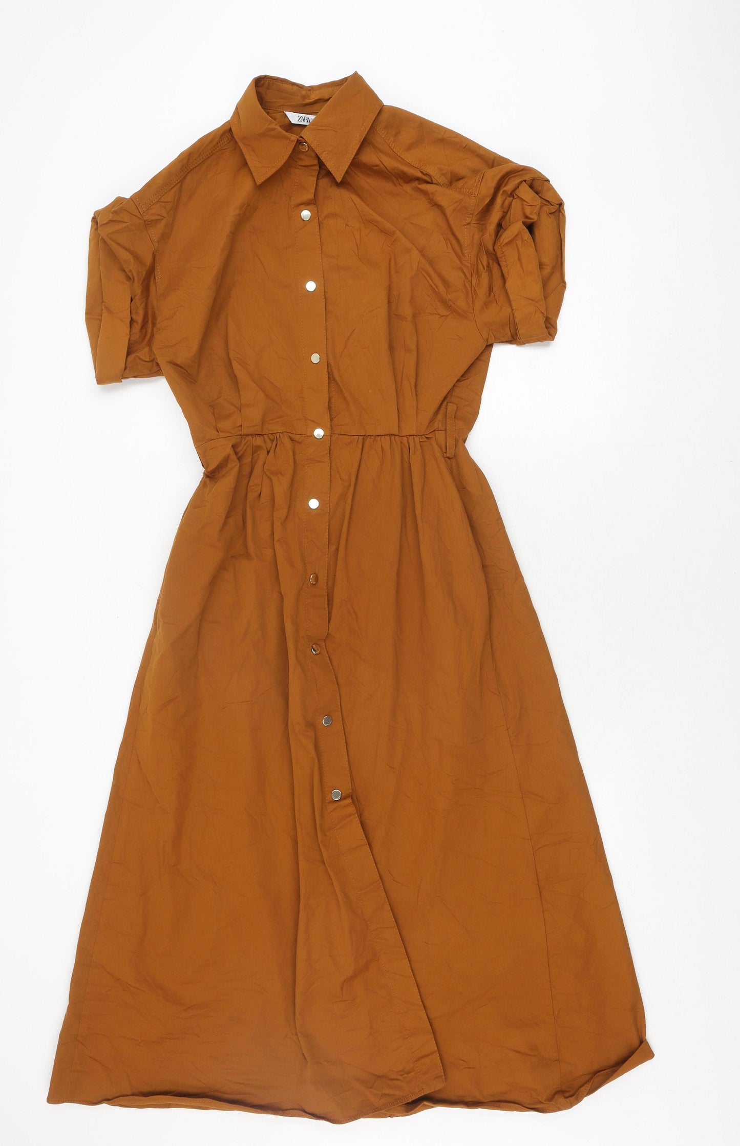 Zara Women's Brown Shirt Dress S Midi Casual