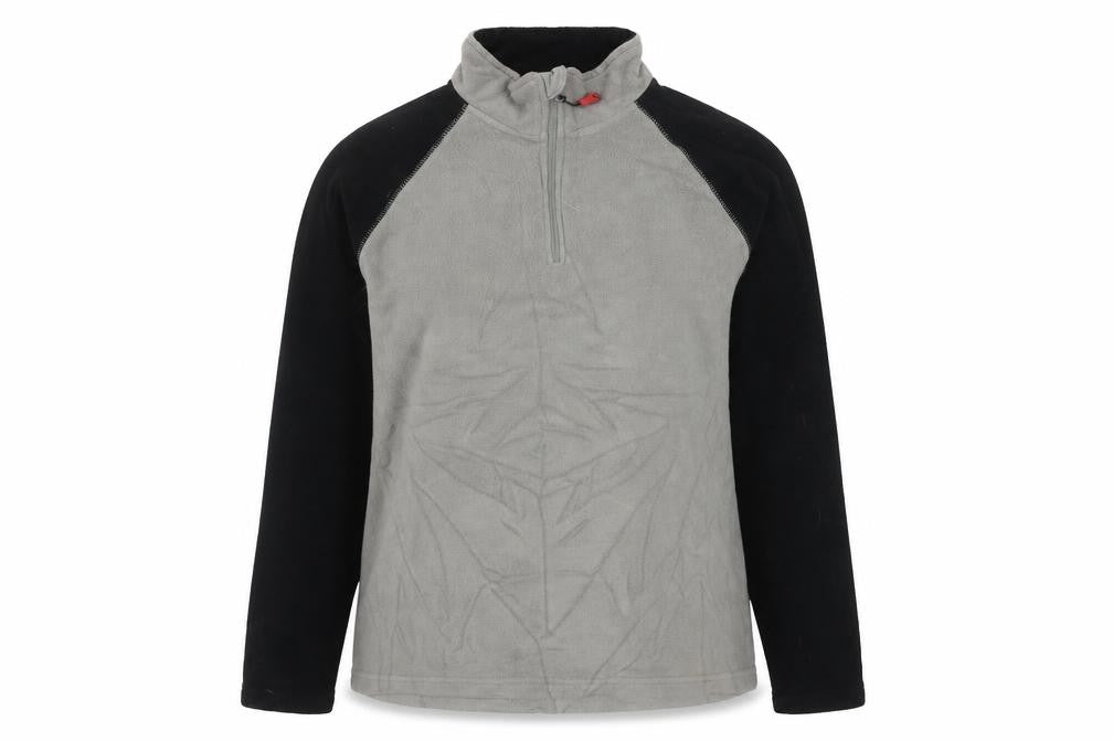 Front view of Elevation Snow unisex grey sweatshirt, size S, insulated, zip neck