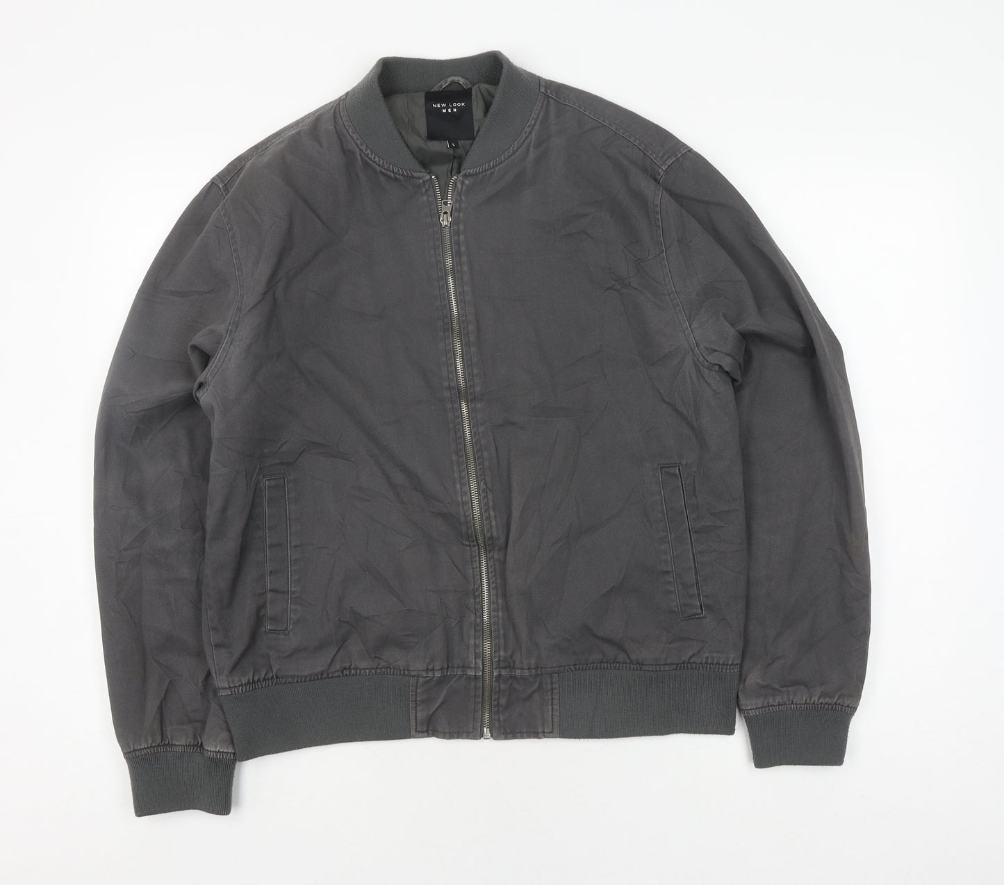 New Look Men's Grey Bomber Jacket L Casual Lightweight