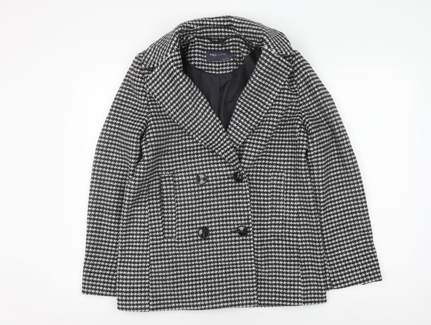 Marks and Spencer Women's Black Pea Coat - Size S Classic