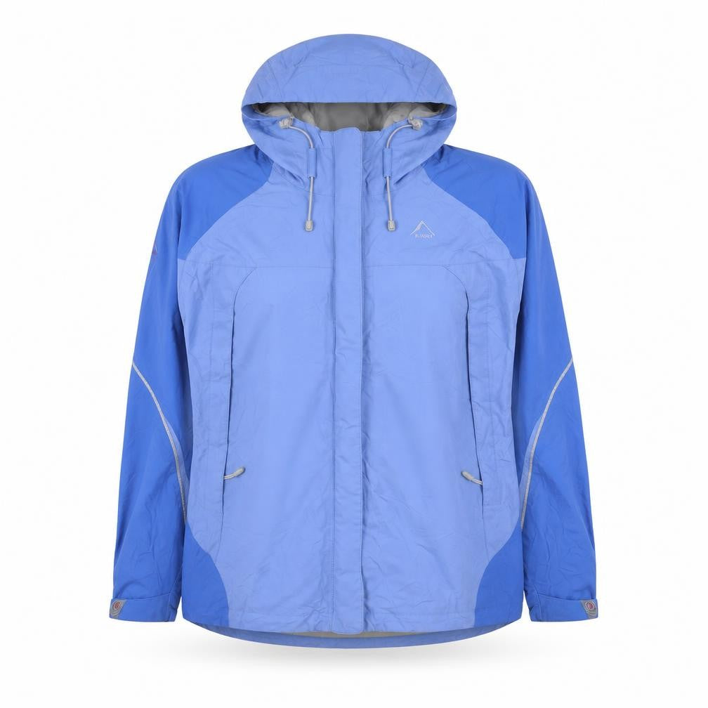 Front view of K-Way unisex blue windbreaker jacket m outdoor casual