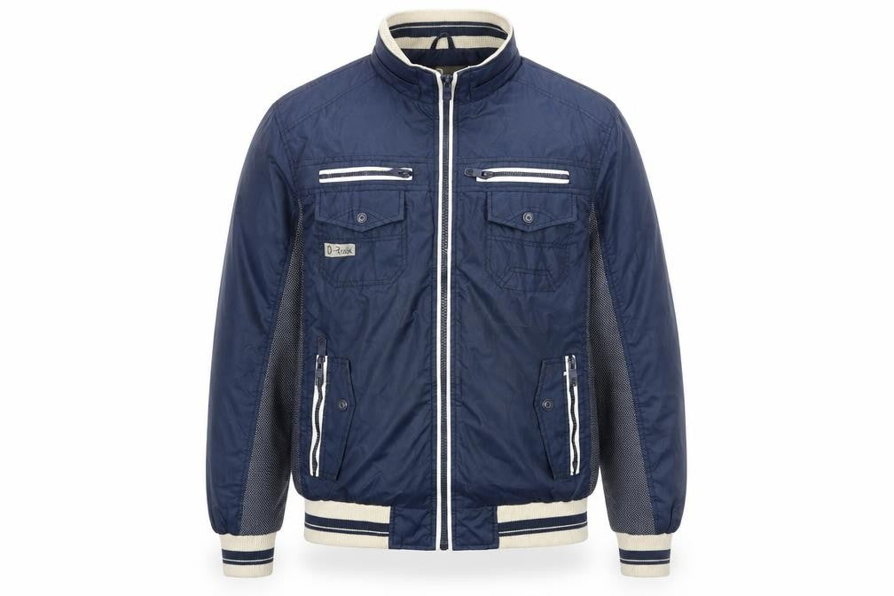 Front view of D-Rock Men's Blue Bomber Jacket XL Casual Style
