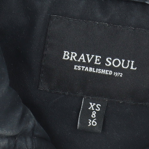 Brave Soul Women's Black Parka Jacket with Fur Trim XS