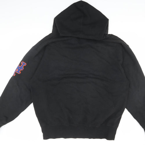 Majestic Men's Black Mets Pullover Hoodie, L, Logo