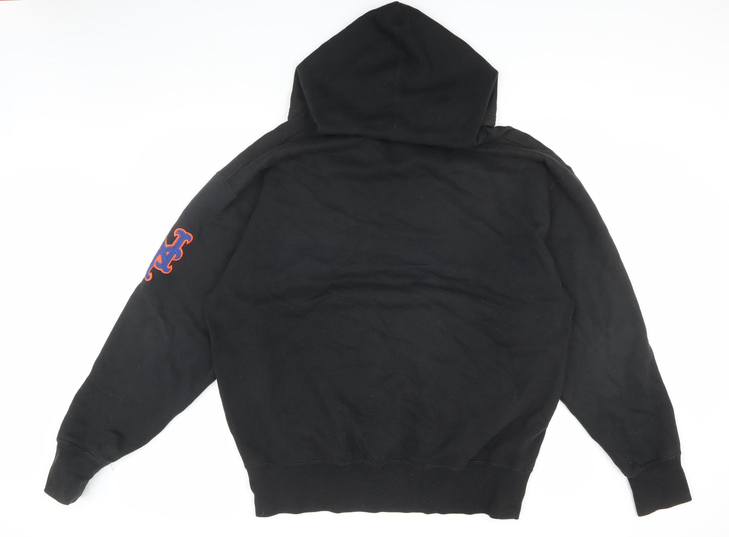 Majestic Men's Black Mets Pullover Hoodie, L, Logo