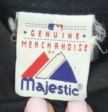 Majestic Men's Black Mets Pullover Hoodie, L, Logo