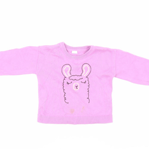 Gap Girls Pink Animal Pullover Jumper, 3 Years, Cotton