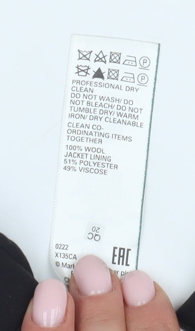 Marks and Spencer Men's Black Regular Wool Blazer 46R