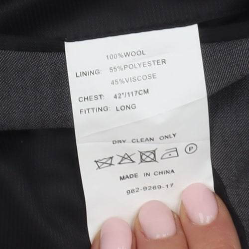 Blazer Men's Grey Wool Blazer - Size 42L, Business Formal Attire