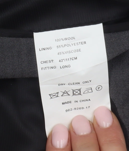 Blazer Men's Grey Wool Blazer - Size 42L, Business Formal Attire