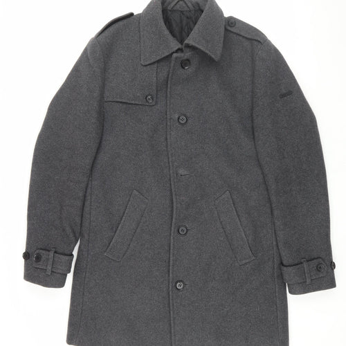 Esprit Men's Grey Military Jacket Wool Coat 38R