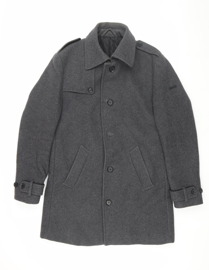 Esprit Men's Grey Military Jacket Wool Coat 38R