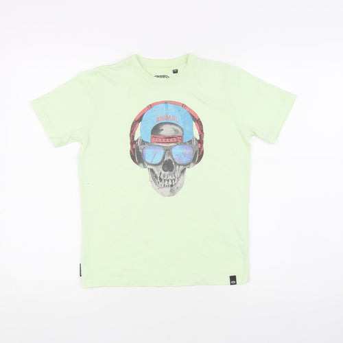 Animal Boys Green Graphic Skull T-Shirt, Size 9-10 Years