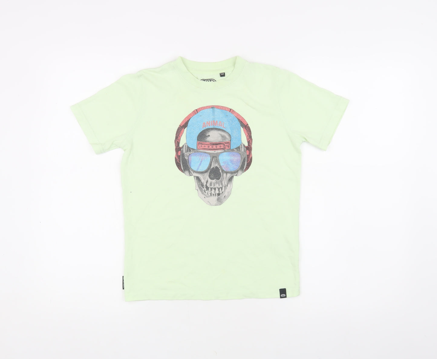Animal Boys Green Graphic Skull T-Shirt, Size 9-10 Years