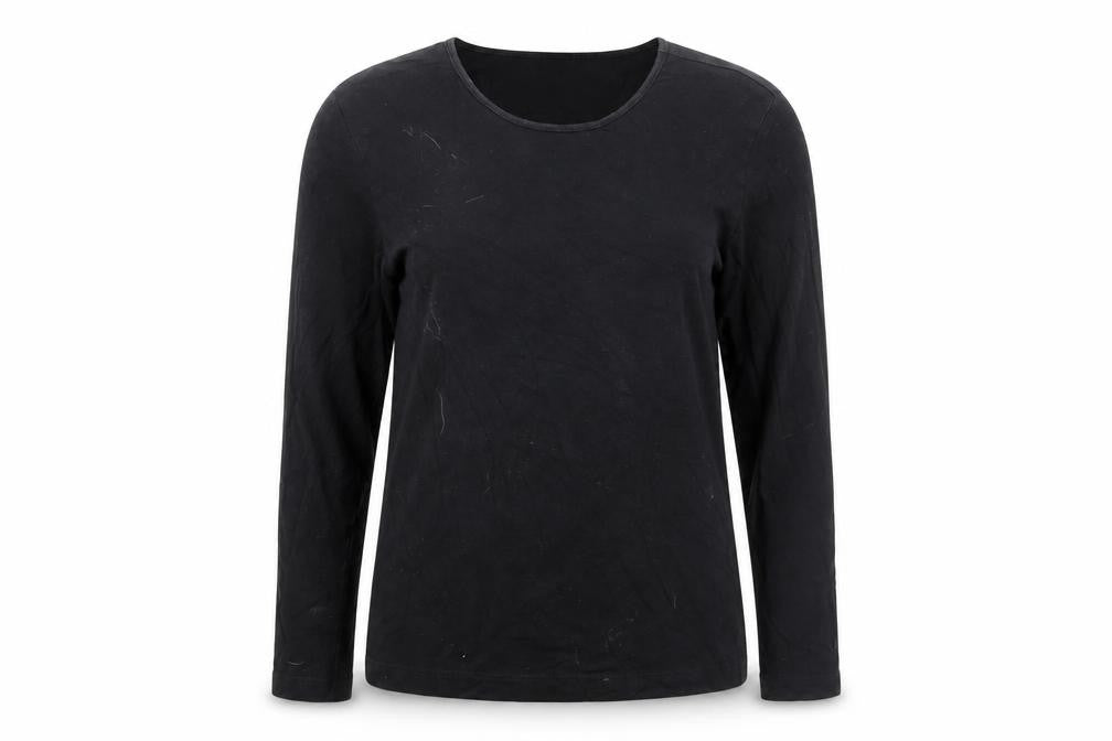 Front view of Lands' End Women's Black Long Sleeve T-Shirt, size S