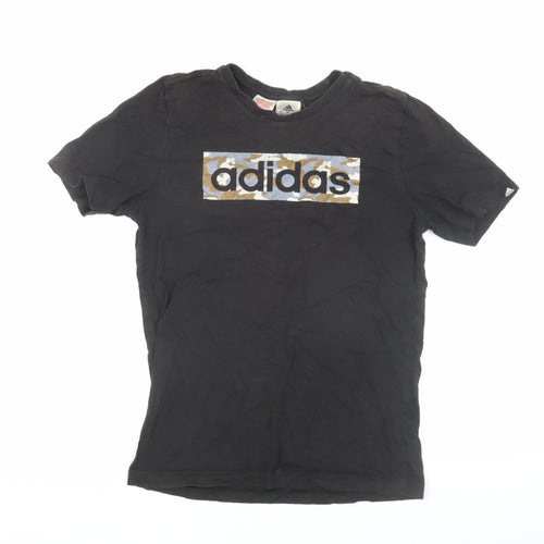 Adidas Boys Black Logo Camouflage Graphic T-Shirt, Size 13-14