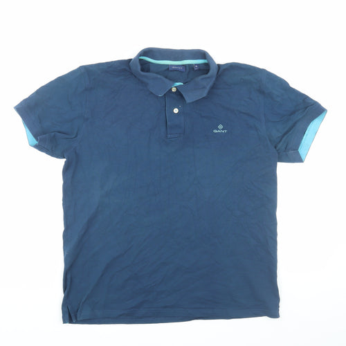 GANT Men's Blue XL Regular Cotton Polo Shirt