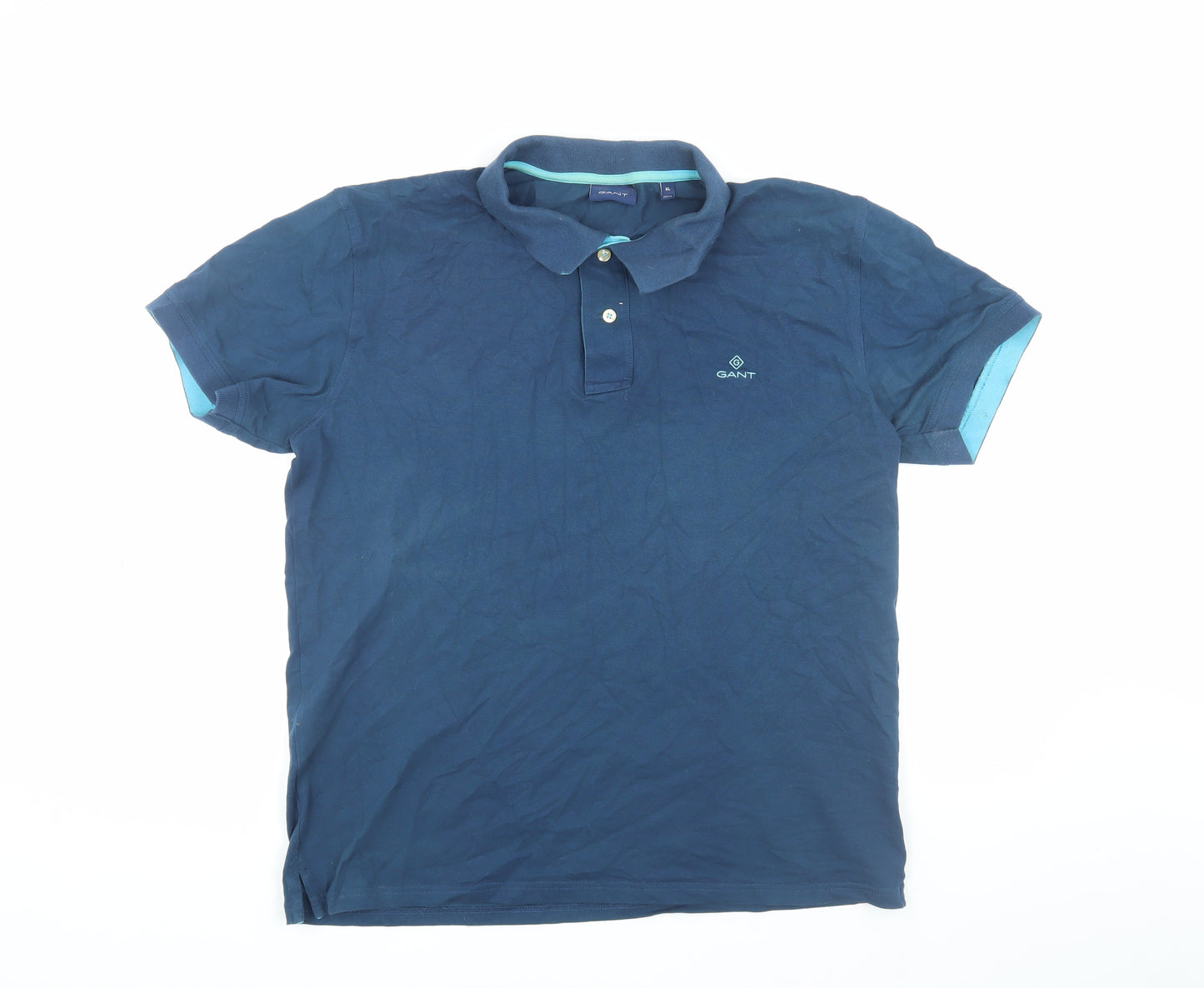 GANT Men's Blue XL Regular Cotton Polo Shirt