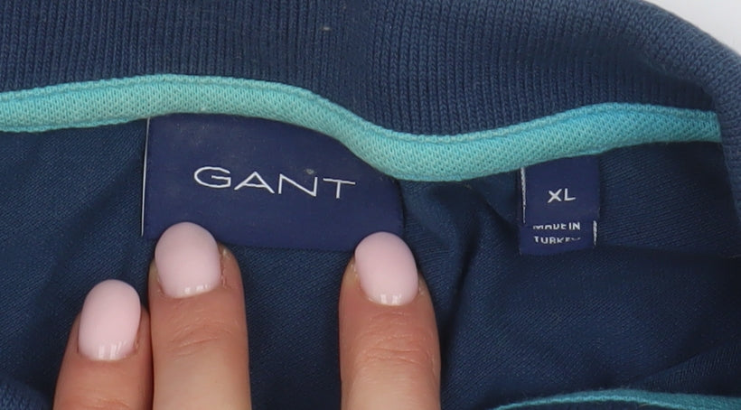 GANT Men's Blue XL Regular Cotton Polo Shirt