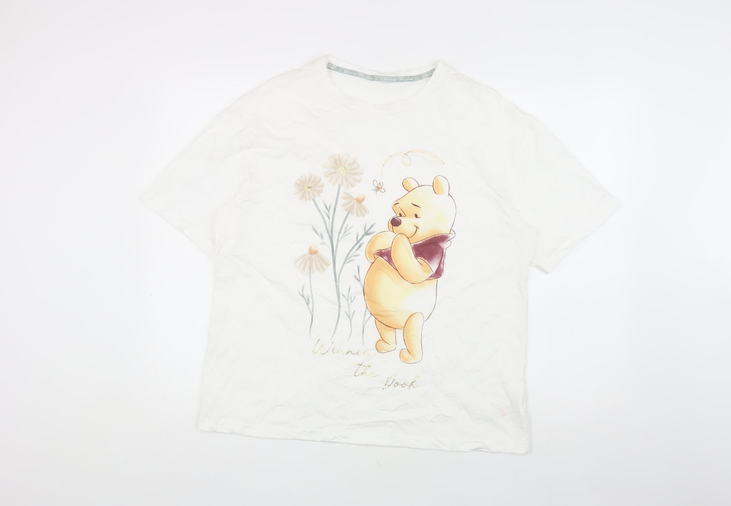 Disney Women's White Cotton T-Shirt Size 8