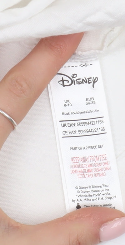 Disney Women's White Cotton T-Shirt Size 8