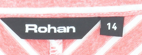 Rohan Women's Pink Striped V-Neck T-Shirt Size 14