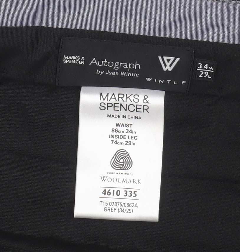 Marks and Spencer Grey Wool Men's Dress Pants Size 34