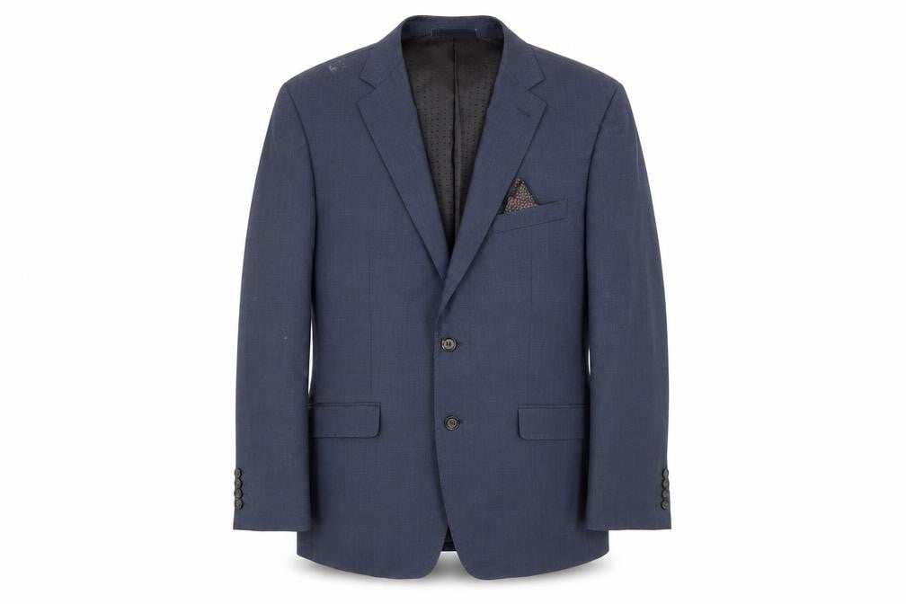 Front view of Skopes Men's Blue Wool Blazer, size 42R, Regular Fit
