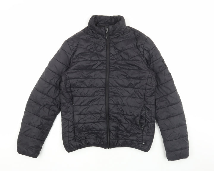 Crosshatch Men's Black Puffer Jacket, Size S, Casual
