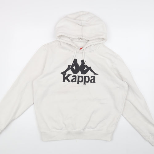 Kappa Unisex White Hoodie M, Cotton Blend, Casual