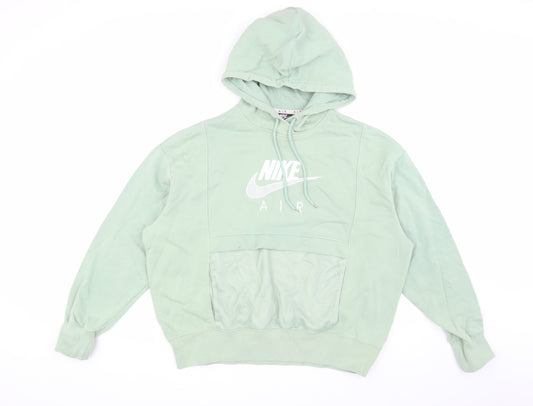 Nike Women's Green Pullover Hoodie M, Hooded with Logo