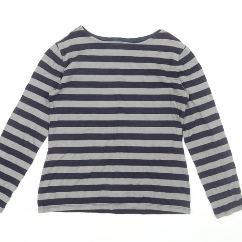 Seasalt Women's Grey Black Striped T-Shirt, Size 10
