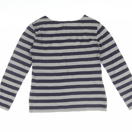 Seasalt Women's Grey Black Striped T-Shirt, Size 10