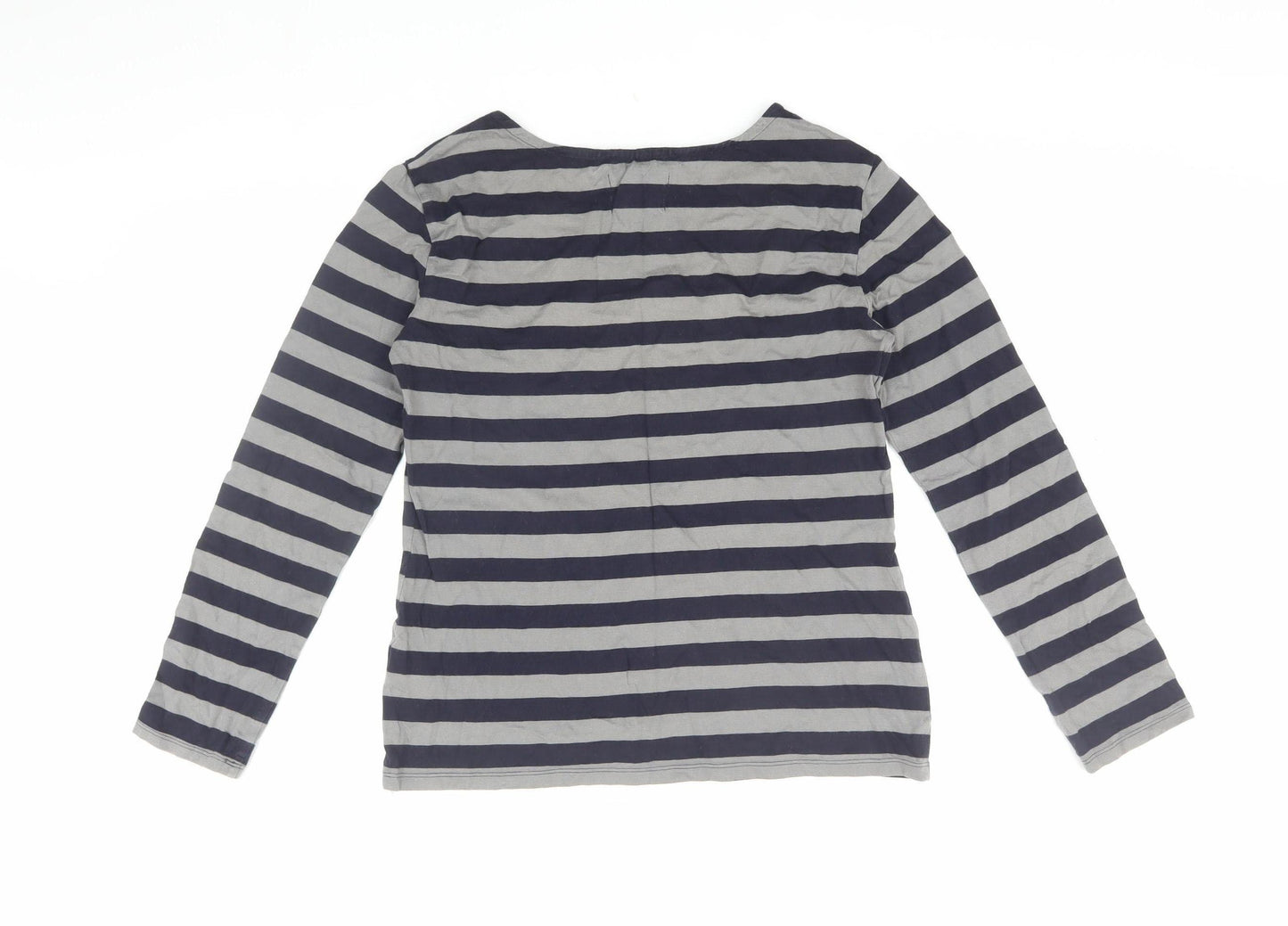 Seasalt Women's Grey Black Striped T-Shirt, Size 10