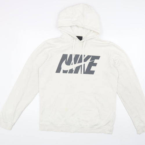 Nike Men's White Pullover Hoodie M Logo
