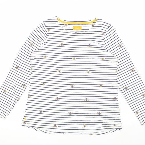 Joules Women's White Striped T-Shirt, Size 14, Long Sleeve