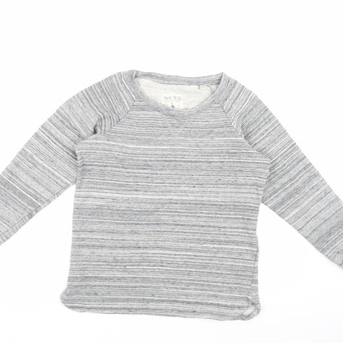Jack Wills Women's Grey Striped Pullover Sweatshirt, Size 10