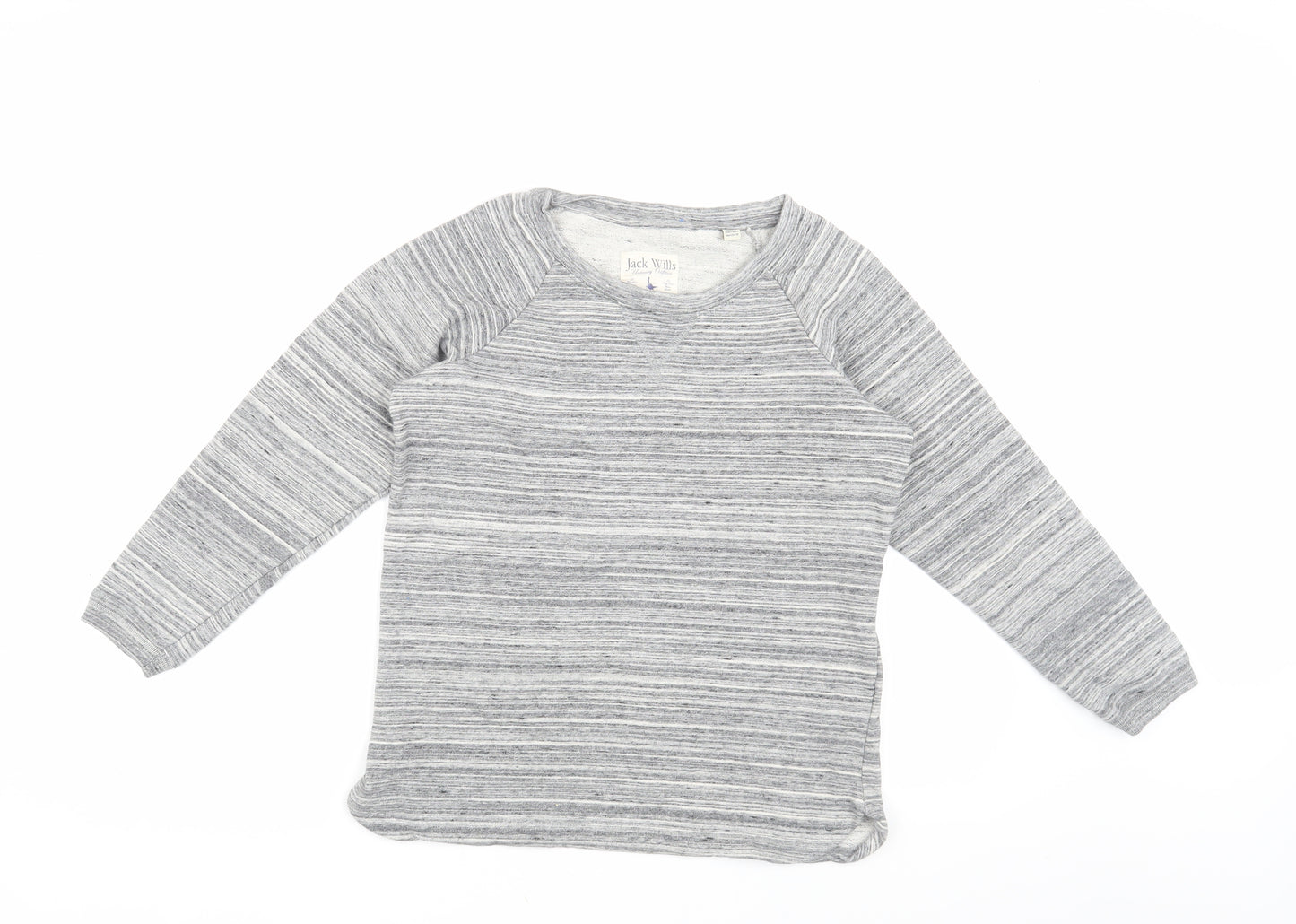 Jack Wills Women's Grey Striped Pullover Sweatshirt, Size 10