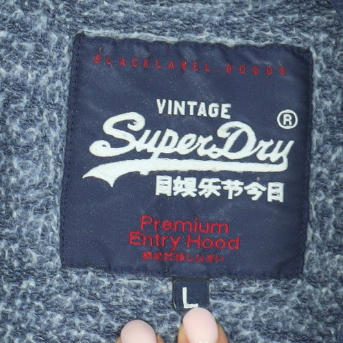 Superdry Men's Blue Pullover Hoodie, L, Vintage Style