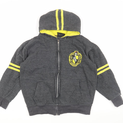 Harry Potter Boys Grey XS Full Zip Hoodie Hufflepuff Design