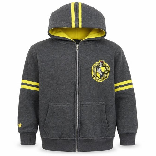 Harry Potter Boys Grey XS Full Zip Hoodie Hufflepuff Design