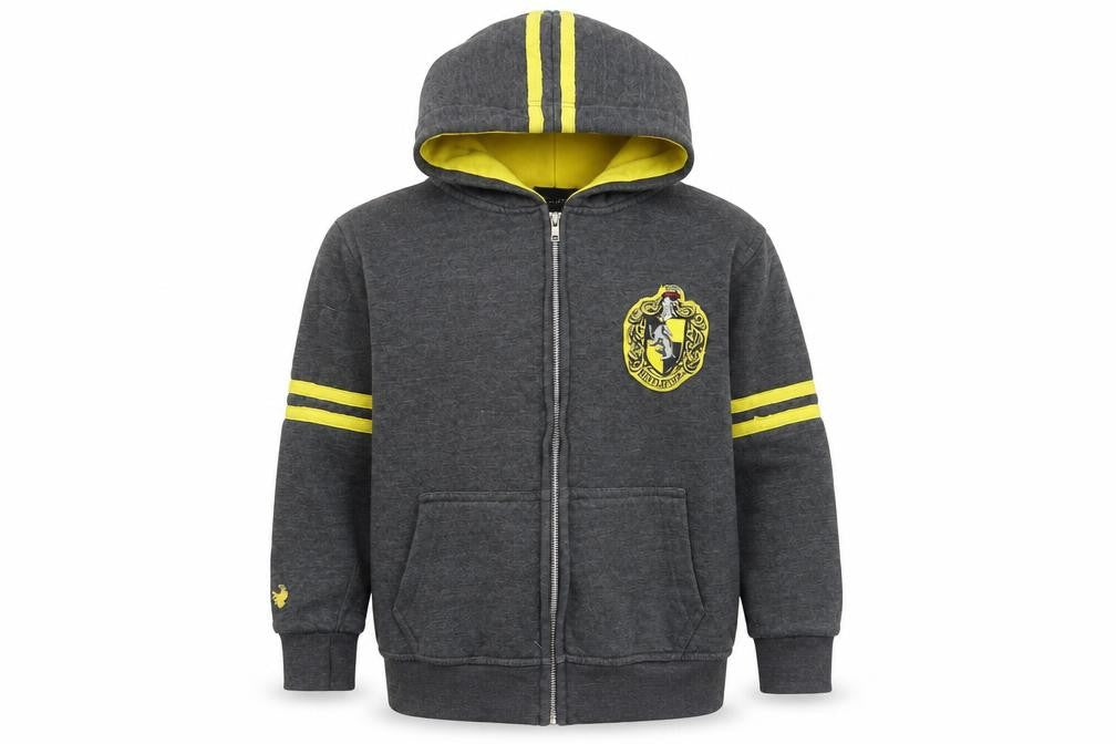 Harry Potter Boys Grey XS Full Zip Hoodie Hufflepuff Design