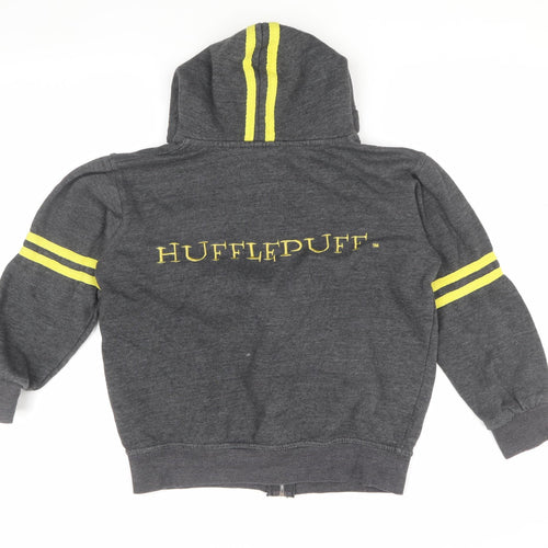 Harry Potter Boys Grey XS Full Zip Hoodie Hufflepuff Design
