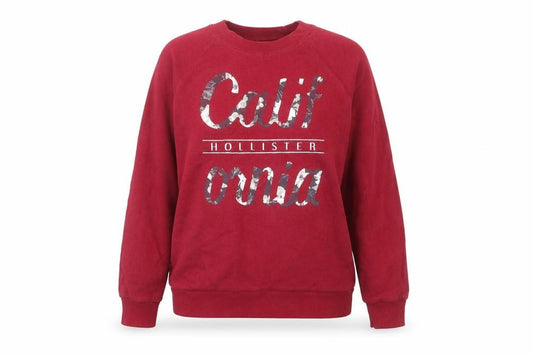 Front view of Hollister Women's Red Pullover Sweatshirt, size S