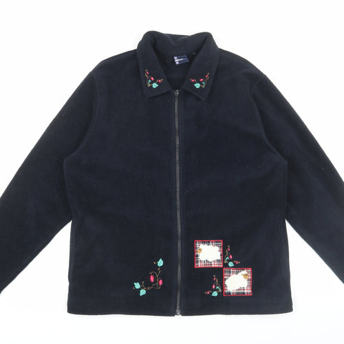 Dash Women's Black Embroidered Fleece Jacket Size 12