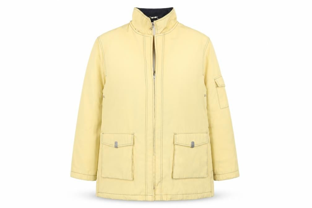Front view of Kesta Women's Yellow Puffer Jacket, size 16