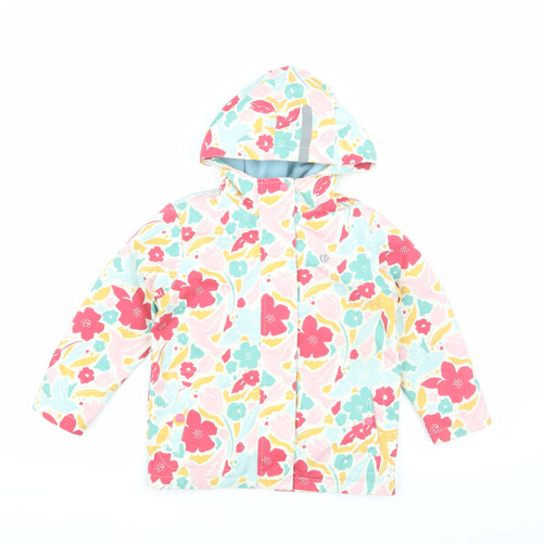 FatFace Girls Floral Rain Coat 4-5 Years Hooded Multicoloured