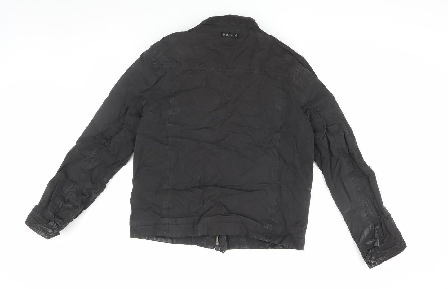 DKNY Men's Black Biker Jacket - Medium, Classic Style