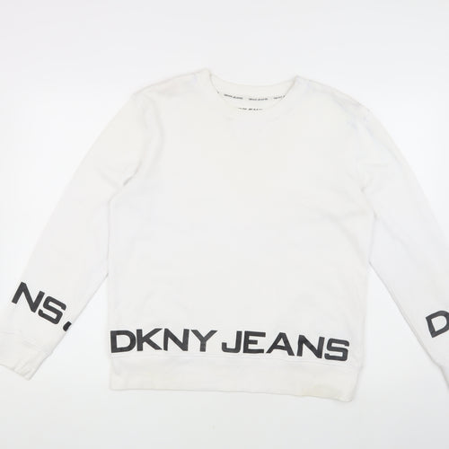 DKNY Jeans White Sweatshirt, Unisex Adult Small