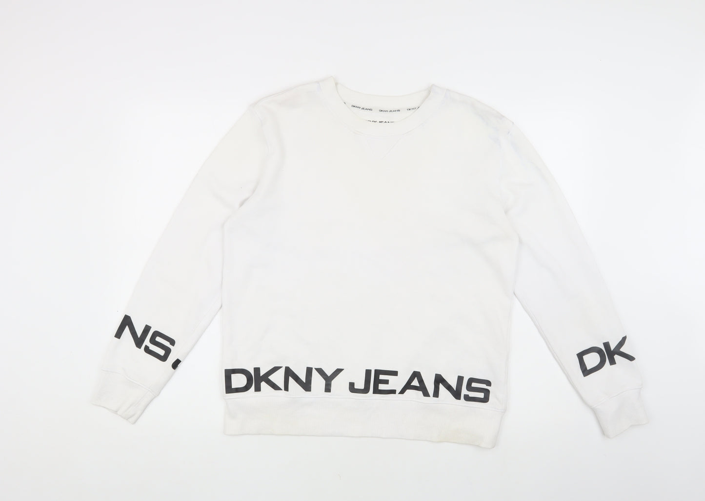 DKNY Jeans White Sweatshirt, Unisex Adult Small